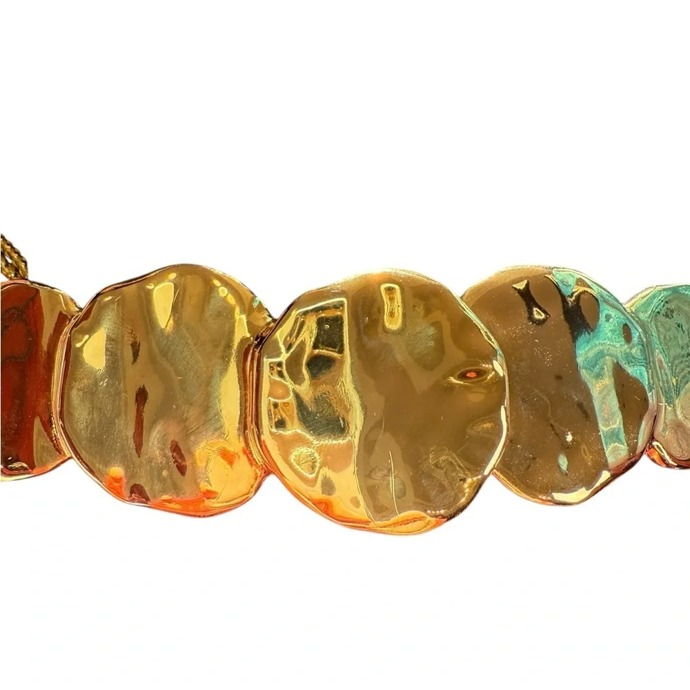 Vintage Accessocraft NYC Gold Hammered Disc Belt Front / Centerpiece 9” — 1970s - Picture 5 of 9